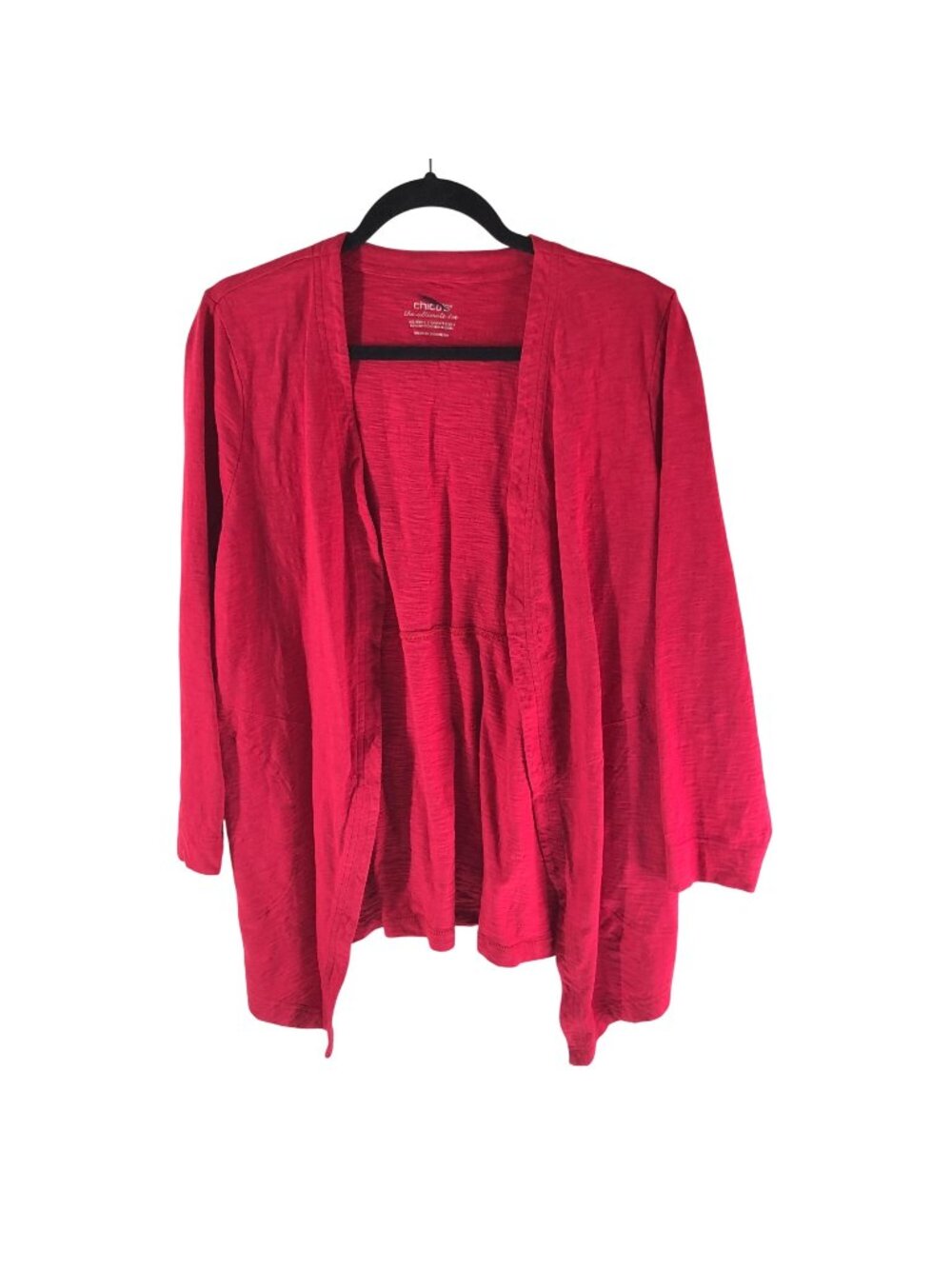 Chicos The Ultimate Tee Open Front Cardigan Pink Size 2 US L Cotton-Modal Knit